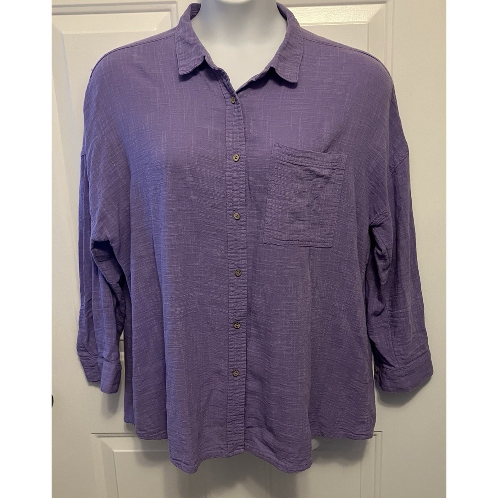 COTTON ON BODY Sz Large ARIEL Purple Lavender Button Up Shirt Women’s